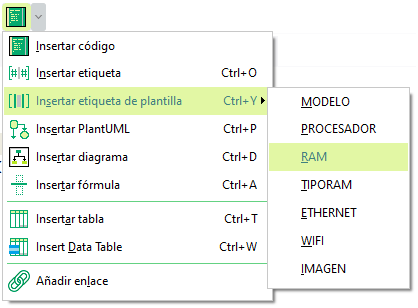 insertar campos en la plantilla