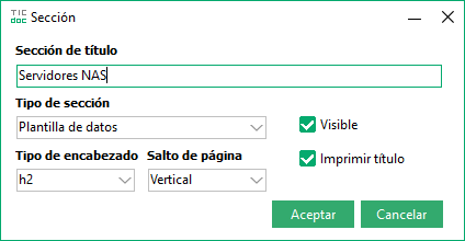 edición sección plantilla de datos